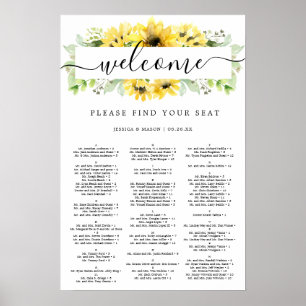 Sunflower Garden Wedding Seating Chart Sign