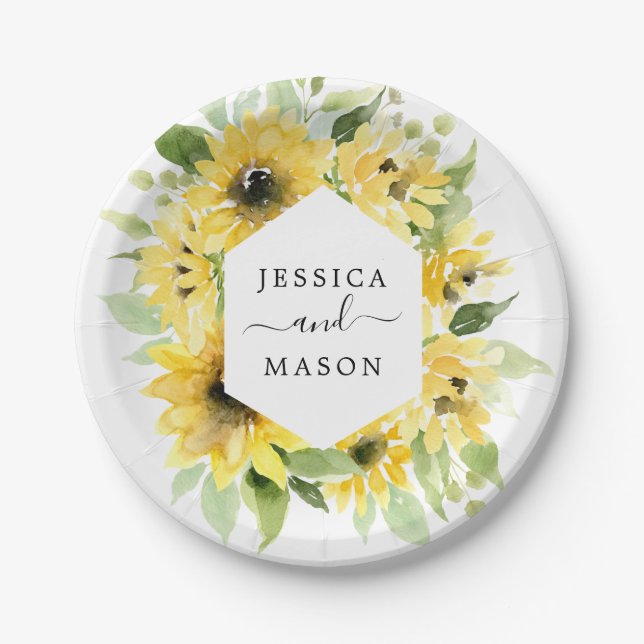 Sunflower Garden Wedding Shower Paper Plate (Front)