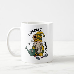 Sunflower Gardener Gnome Gardening Is My Therapy Coffee Mug