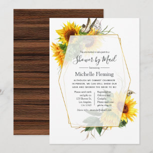Sunflower Geometric Baby or Bridal Shower by Mail Invitation