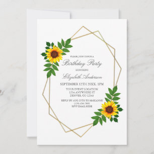Sunflower Geometric Birthday Invitation
