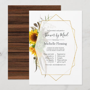Sunflower Geometric Bridal or Baby Shower by Mail Invitation