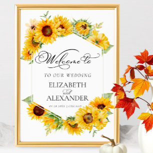 Sunflower Geometric  Fall Wedding Welcome Sign