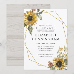 Sunflower Geometric Memorial Celebration Of Life Invitation