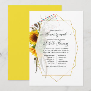 Sunflower Geometric Summer Baby Shower by Mail Invitation
