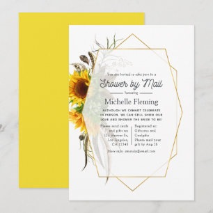 Sunflower Geometric Summer Bridal Shower by Mail Invitation