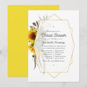 Sunflower Geometric Summer Virtual Baby Shower Invitation