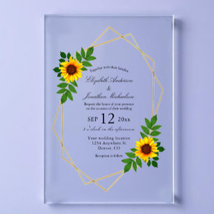 Sunflower Geometric Wedding Acrylic Invitations