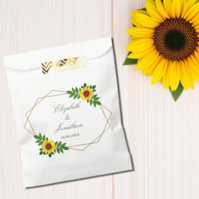 Sunflower Geometric Wedding Favour Bags (Creator Uploaded)
