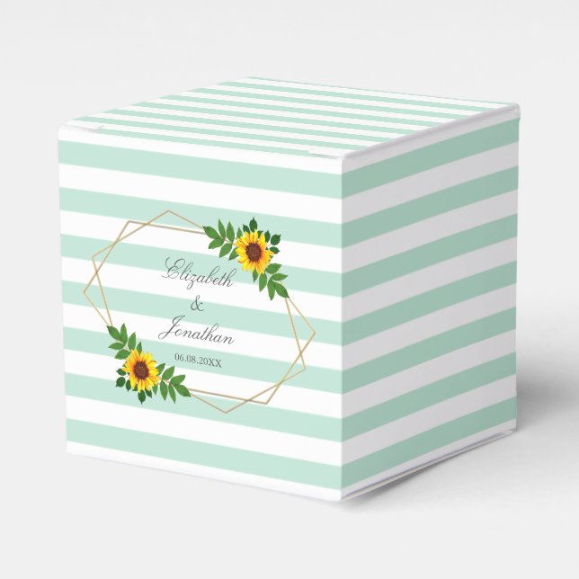 Sunflower Geometric Wedding Favour Box (Front Side)