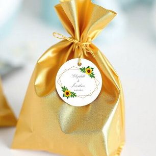 Sunflower Geometric Wedding Favour Tags