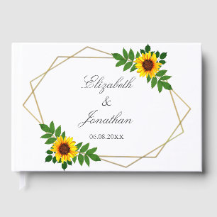 Sunflower Geometric Wedding Guest Book