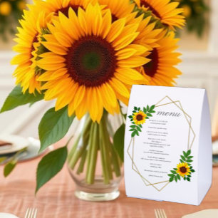 Sunflower Geometric Wedding Menu