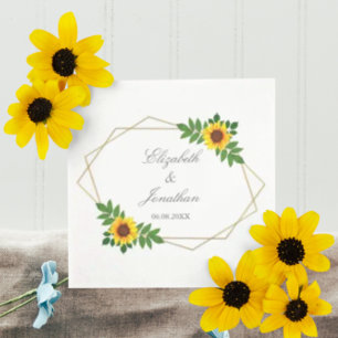 Sunflower Geometric Wedding Napkin