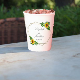 Sunflower Geometric Wedding Paper Cups