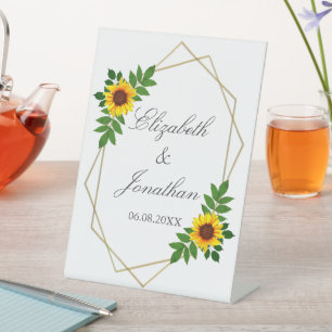 Sunflower Geometric Wedding Pedestal Sign