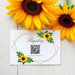 Sunflower Geometric Wedding Registry Enclosure Card