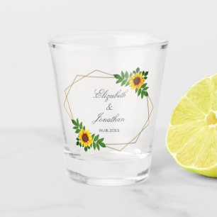 Sunflower Geometric Wedding Shot Glass