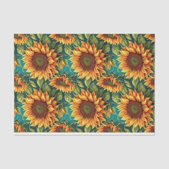 Sunflower Giants with Teal Tissue Paper (Front)