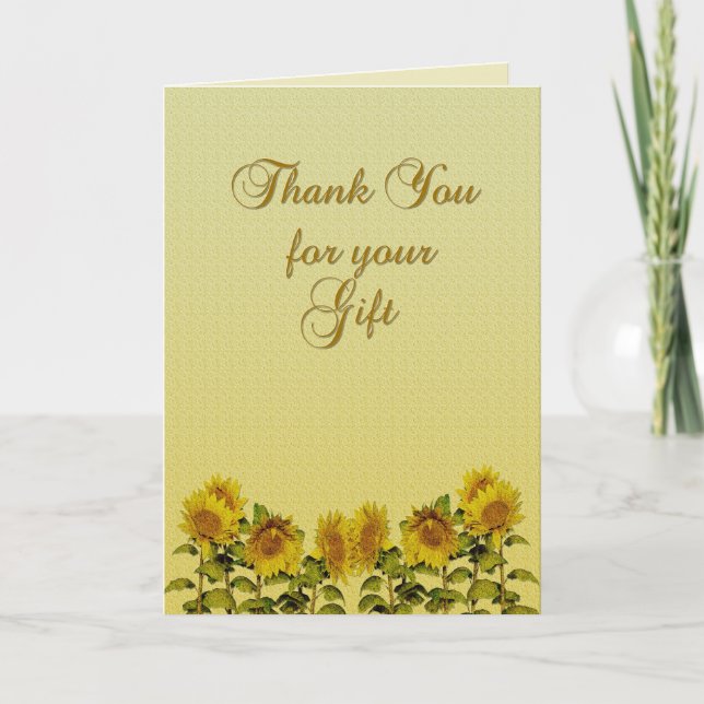 Sunflower Gift Thank You Card (Front)