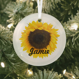 Sunflower Gifts Glass Tree Decoration