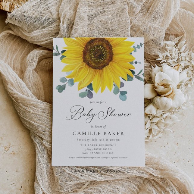 Sunflower Girl Baby Shower Invitation (Creator Uploaded)