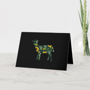 Sunflower Girl Floral Goat Kid Hawaiian Holiday Card