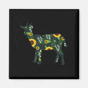Sunflower Girl Floral Goat Kid Hawaiian Magnet
