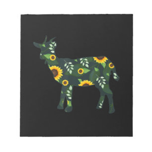 Sunflower Girl Floral Goat Kid Hawaiian Notepad