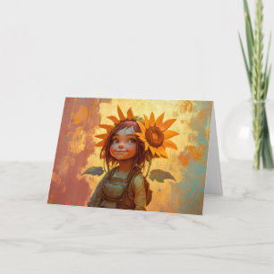 Sunflower Girl Note Card