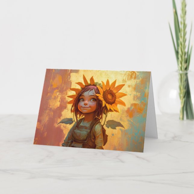 Sunflower Girl Note Card (Front)