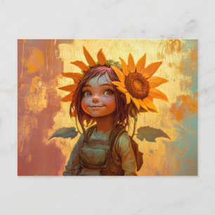 Sunflower Girl Postcard
