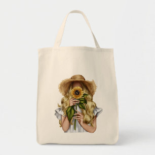 Sunflower Girl Tote Bag