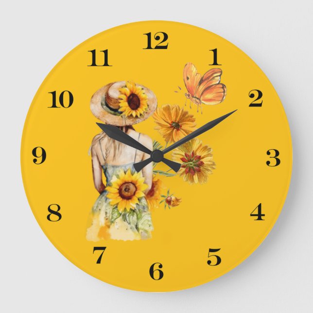 Sunflower Girl Wall Clock (Front)