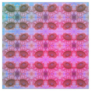 Sunflower Girly Pink Floral Watercolor Boho Design Fabric