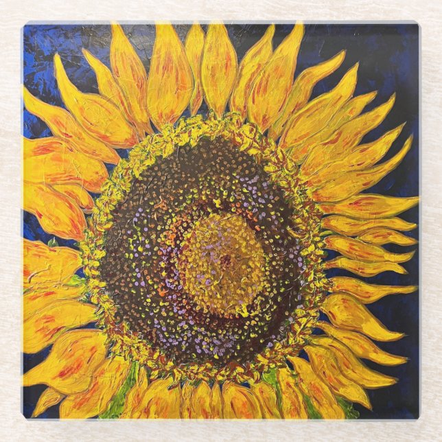 Sunflower Glass Coaster (Front)