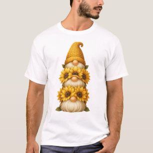 Sunflower Gnome Hidden Smiles Beneath the Golden T-Shirt