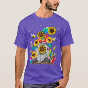 Sunflower Gnome Lover Hippie Gnome Sunflower Mum  T-Shirt