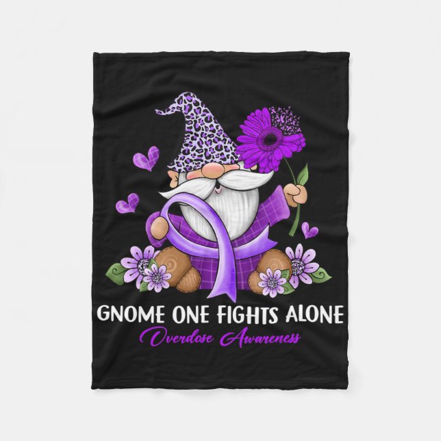 Sunflower Gnome One Fights Alone Overdose Awarenes Fleece Blanket (Front)