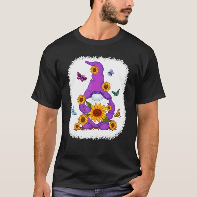 Sunflower Gnome Paint Background T-Shirt (Front)