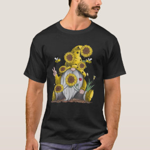 Sunflower Gnome With Bee Funny Hippie Gnome  T-Shirt