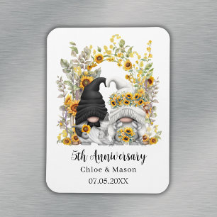 Sunflower Gnomes 5th Wedding Anniversary Custom Magnet