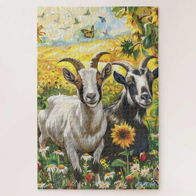 sunflower goats apple tree puzzle (Vertical)