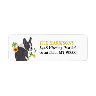 Sunflower Gold Boston Terrier Dog Return Address