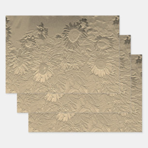 Sunflower Gold Floral Chic Design Decoupage Wrapping Paper Sheet