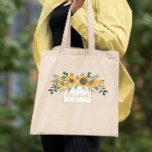Sunflower Gold Personalized Floral Flower Tote Bag<br><div class="desc">This design was created through digital art. It may be personalized by clicking the customize button and changing the color, adding a name, initials or your favorite words. Contact me at colorflowcreations@gmail.com if you with to have this design on another product. Purchase my original abstract acrylic painting for sale at...</div>