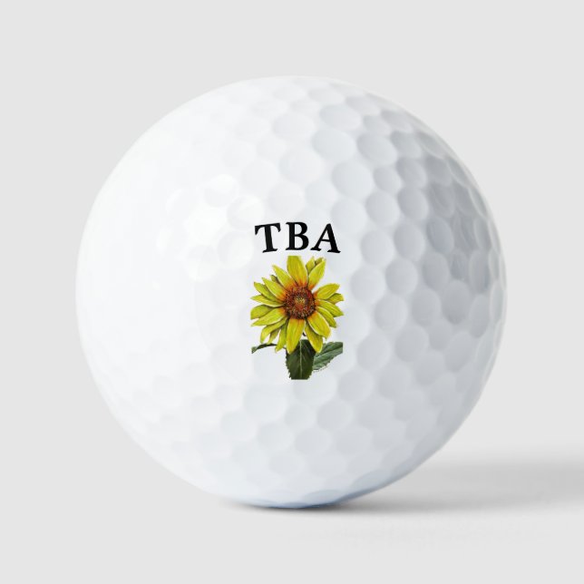 Sunflower Golf Balls - Optional Personalisation (Front)