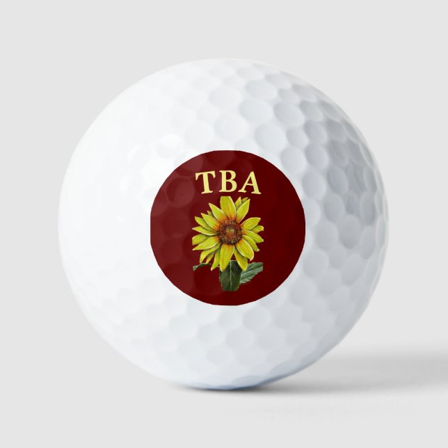 Sunflower Golf Balls - Optional Personalisation (Front)