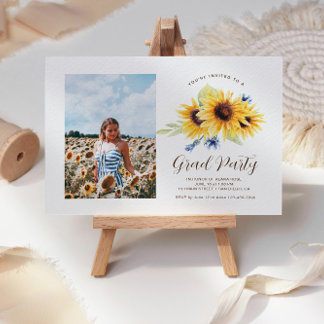 Sunflower Graduation Invitation, Photo Grad Invite