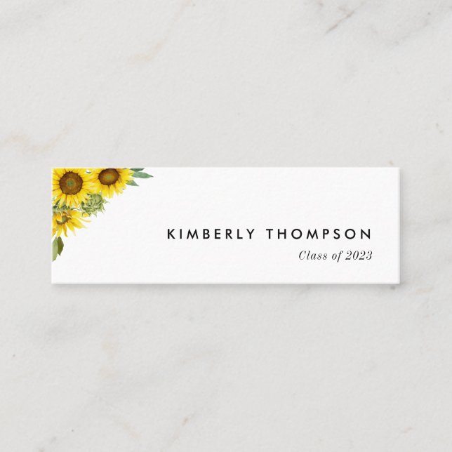 Sunflower Graduation Name Card Announcement Insert (Front)